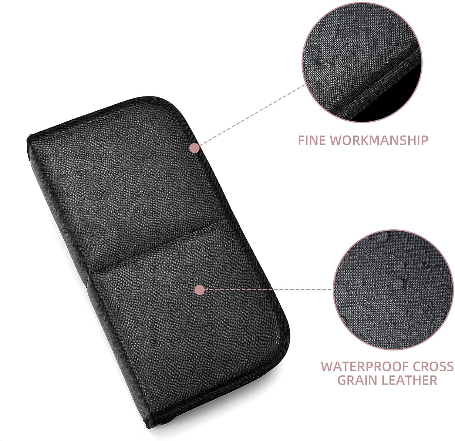 Black Travel Makeup Brush Holder,Waterproof Stand-Up Makeup Brushes Organizer, Portable Makeup Brush Holder Travel Case (BAG-876)