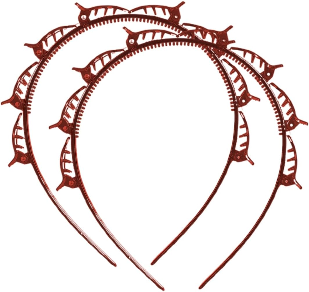 XYTAHDM Pack of 2 Hair Bands with Clips, Non-Slip Headband for Women and Girls, Hair Clips with Hair Clip Teeth, Elegant Headband for Women and Girls image number 5