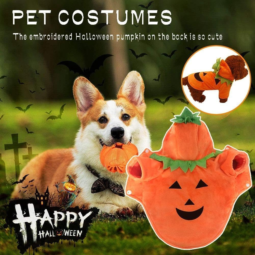 Pet Halloween Pumpkin Costume,Dog Cat Cosplay Outfits Clothes Fleece Hoodie Sweater Coat Halloween Costumes image number 6