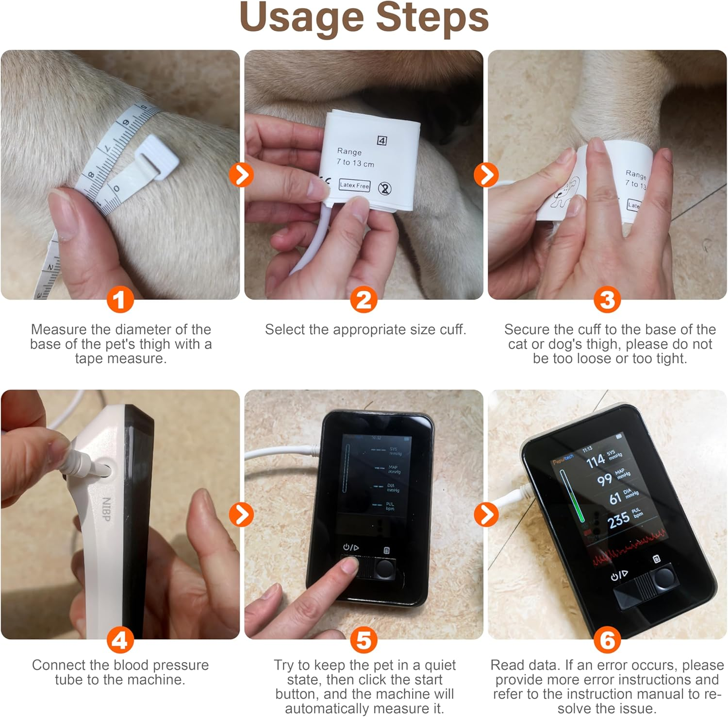 Veterinary Blood Pressure Monitor, Automatic Digital BP Machine for Dogs Cat,Silent Operation Feline Blood Pressure Monitor,3.5 Inch LCD Screen and 1000 Sets Data Memory,One Button Operation image number 3