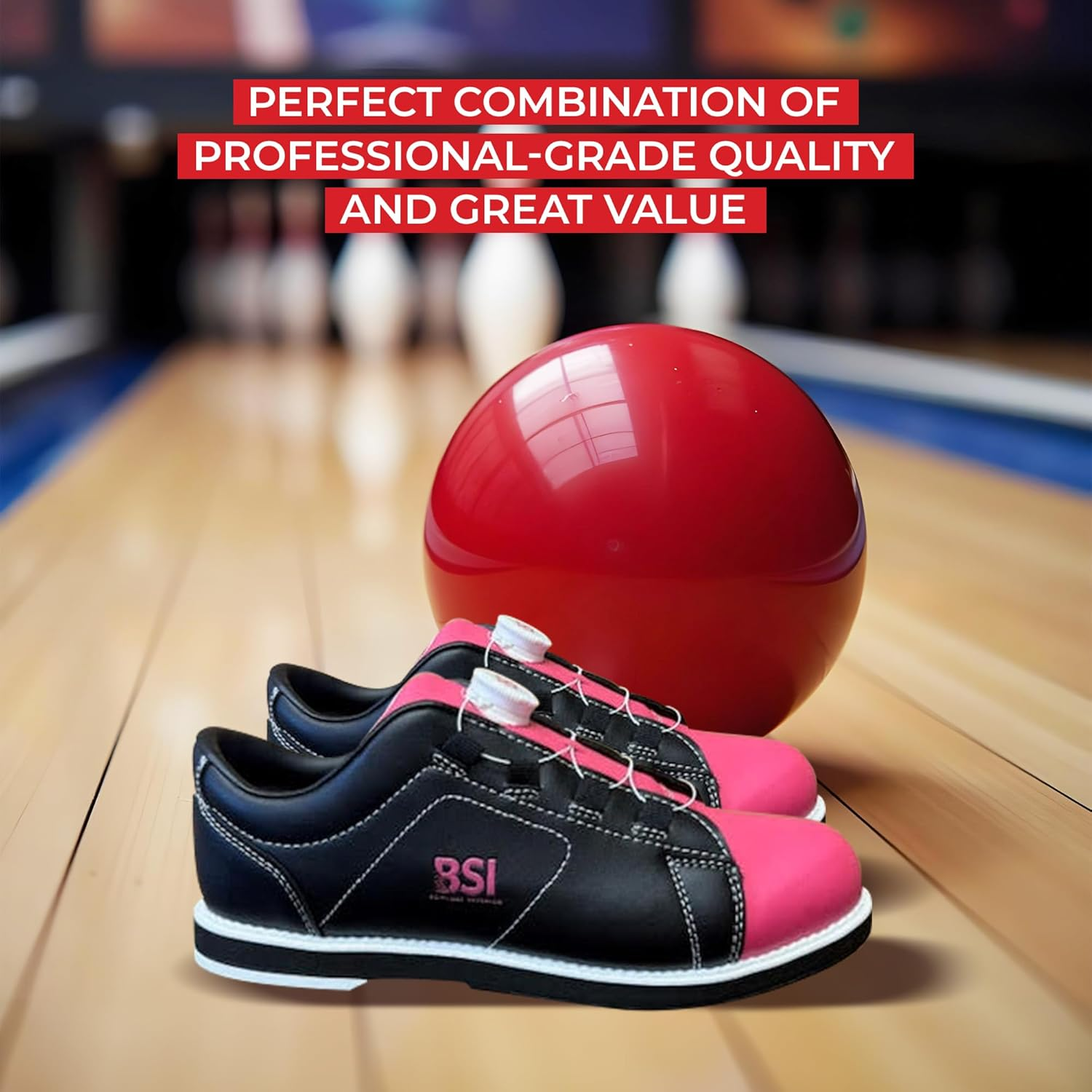 BSI Women'S Revival Dial Shoe - Lightweight Bowling Shoes with Enhanced Comfort & Support, Black/Pink image number 4
