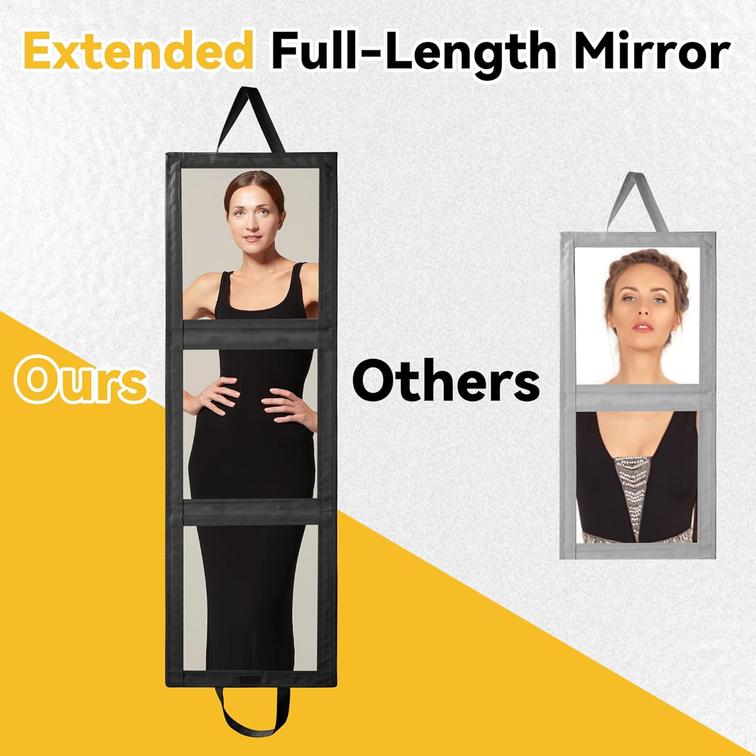 ROYALAY Foldable Full Length Mirror with Handle - 47 * 14In Portable Travel & Backstage Mirror (Black) - Black image number 2