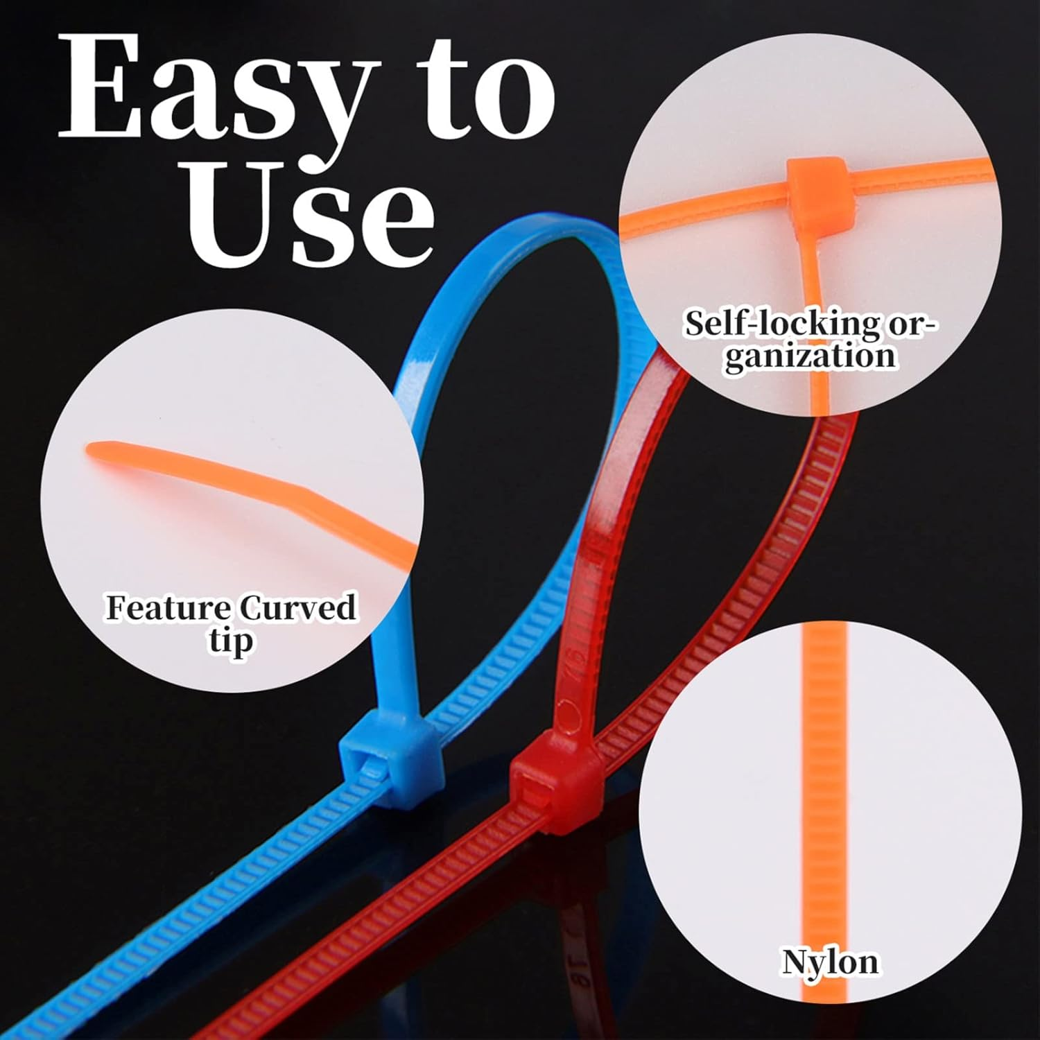 700Pcs Coloured Cable Ties, 2.5Mmx200Mm Zip Ties, 8" Long Nylon Zip Ties, Self-Locking Cable Ties, Heavy Duty Tie Wraps for Home, Office, Garden, Garage, Workshop, 14 Different Colour image number 2