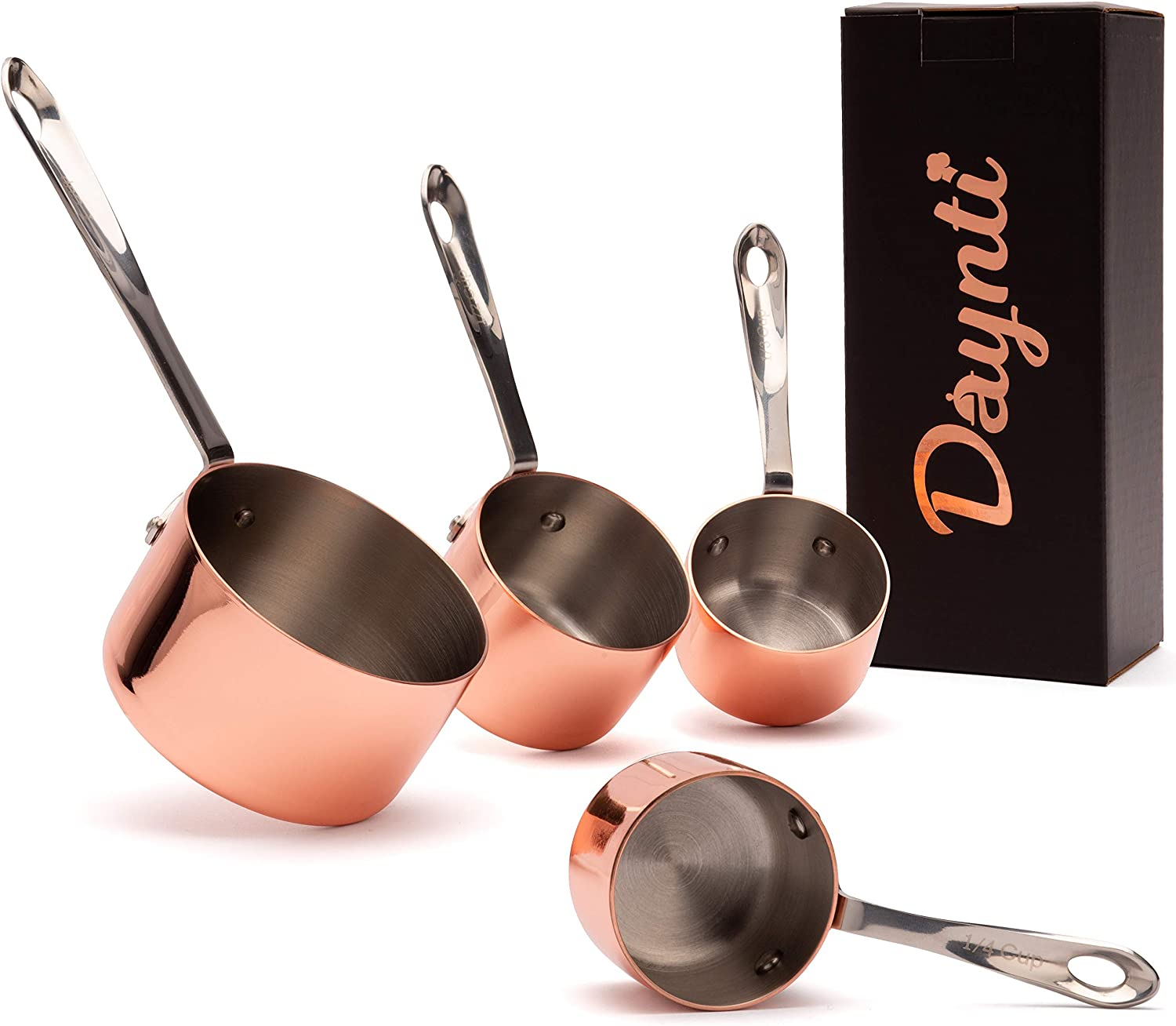 Stainless Steel Copper Plated Measuring Cup Set of 4 | Cooking & Baking Measuring Cups Kit | Liquid & Dry Ingredients | Decorative Quality Kitchen Tool | Great Gifting Idea image number 2