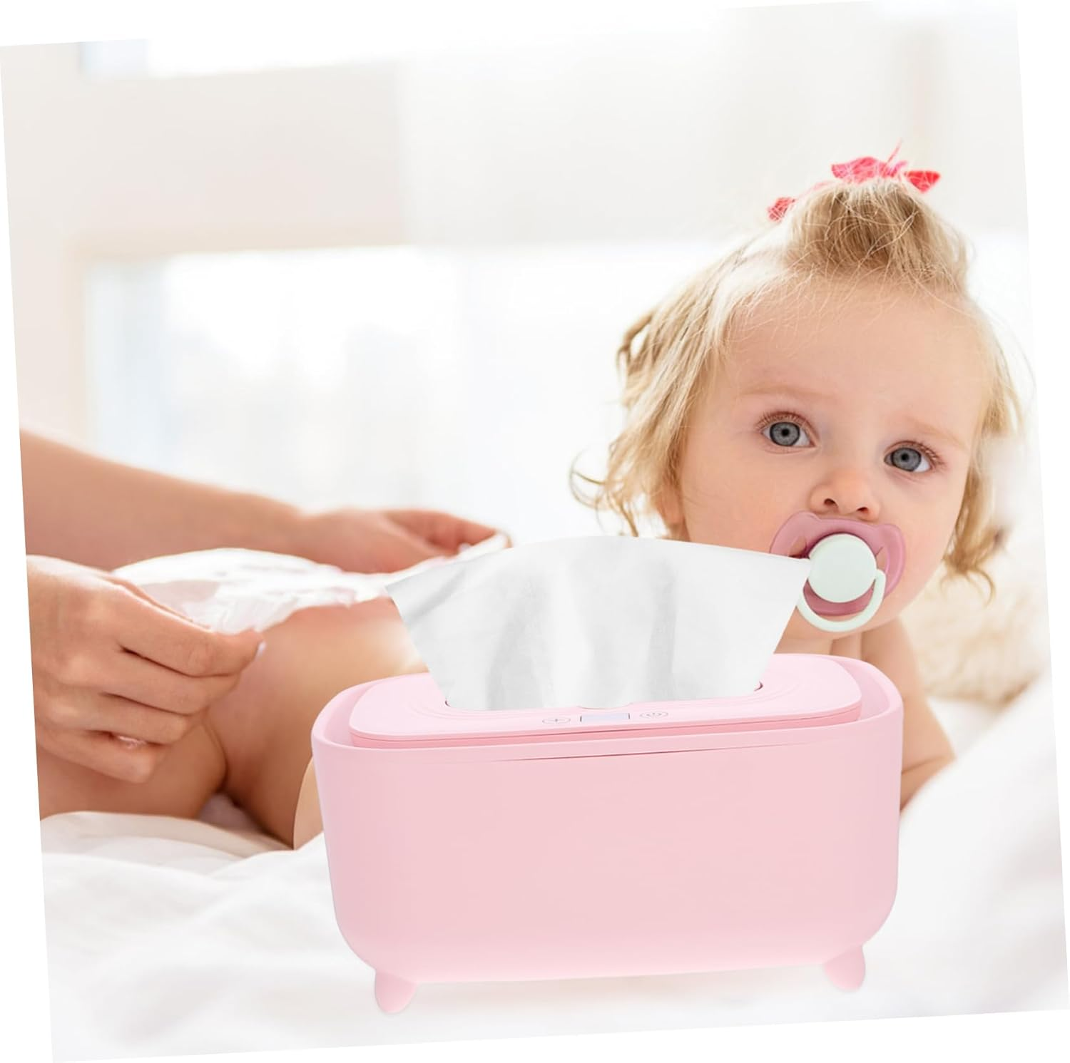 Portable Baby Wipe Warmer USB Powered Wet Tissue Warmer Adjustable Temperature Cherry Pink for Travel Home Car Newborns image number 3