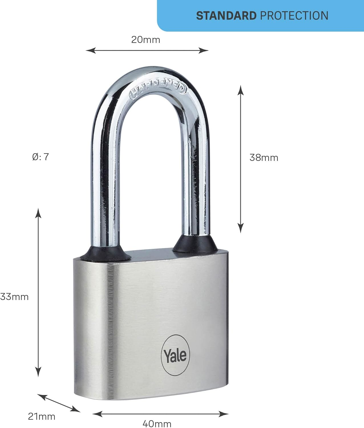 Yale Iron Disc Padlock 40Mm - Nickel Plated - Hardened Steel Long Shackle - Extreme Corrosion Resistance for Outdoor Use