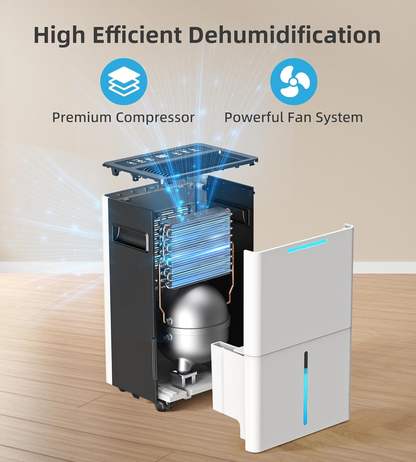 140M&sup2; (1500 Sq.Ft) 10L/Day Dehumidifier for Basement, Garage, Large Rooms W/Auto Drain Hose, Smart Humidity Control, 3 Modes, 24H Timer - Ideal for Caravan, Bathroom, Bedroom, Laundry image number 4