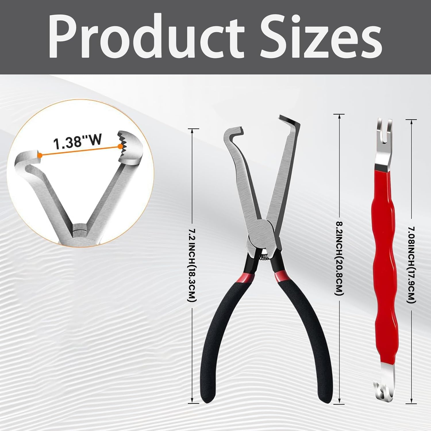 2-Piece Electrical Disconnect Pliers Set - Automotive Connector Removal Tool for Fuel Line, Hose & Push-Tab Plugs (Wire Cutting Pliers + Red Connector) image number 4