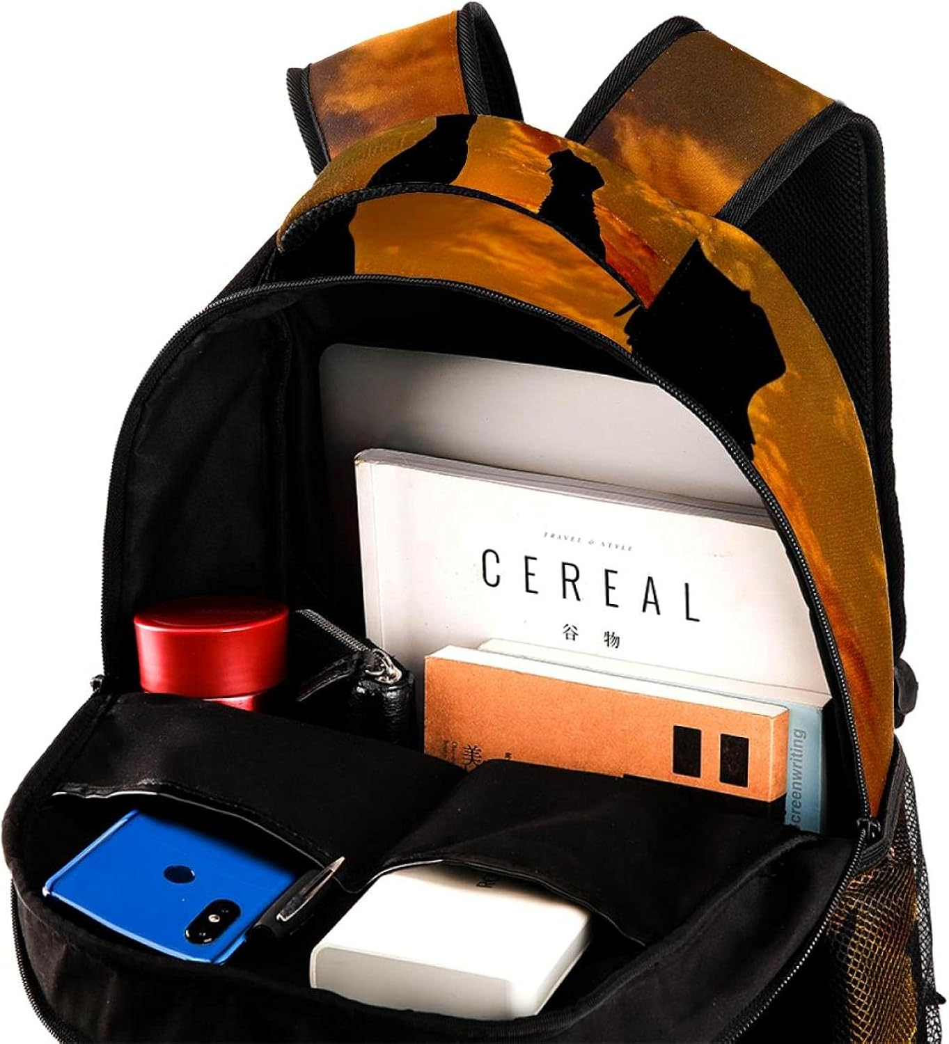 Dogs Animals Sunset Silhouette Backpack Students Shoulder Bags Travel Bag College School Tote Backpacks