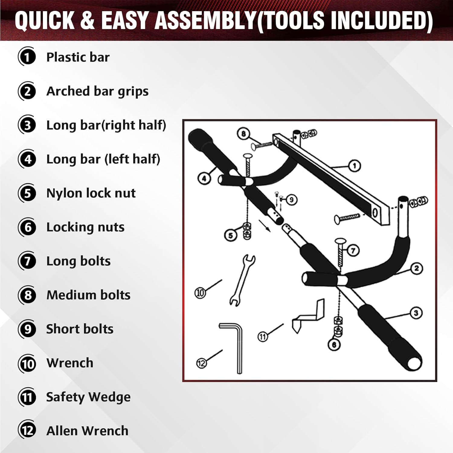 Pull up Bar for Doorway, Upgrade Chin up Bar for Doorway without Screws, Portable Strength Training Door Frame Pull-Up Bars, Door Workout Bar with Foam Grips for Home image number 2