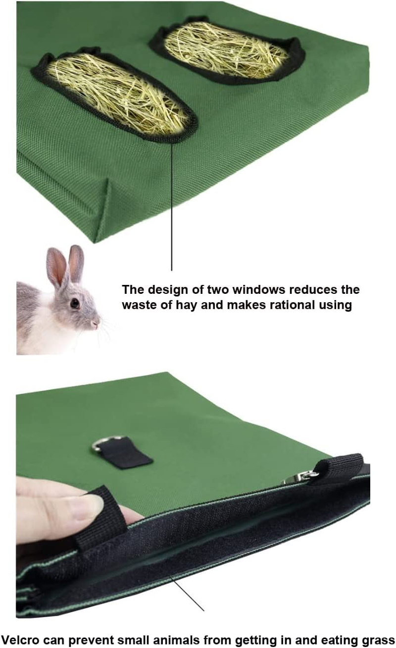 Guinea Pig Hay Feeder Bag, Rabbit Bunny Hamster Chinchilla Feeder Holder Cage, Small Animal Hanging Food Storage, 600D Oxford Cloth Fabric Blue image number 4