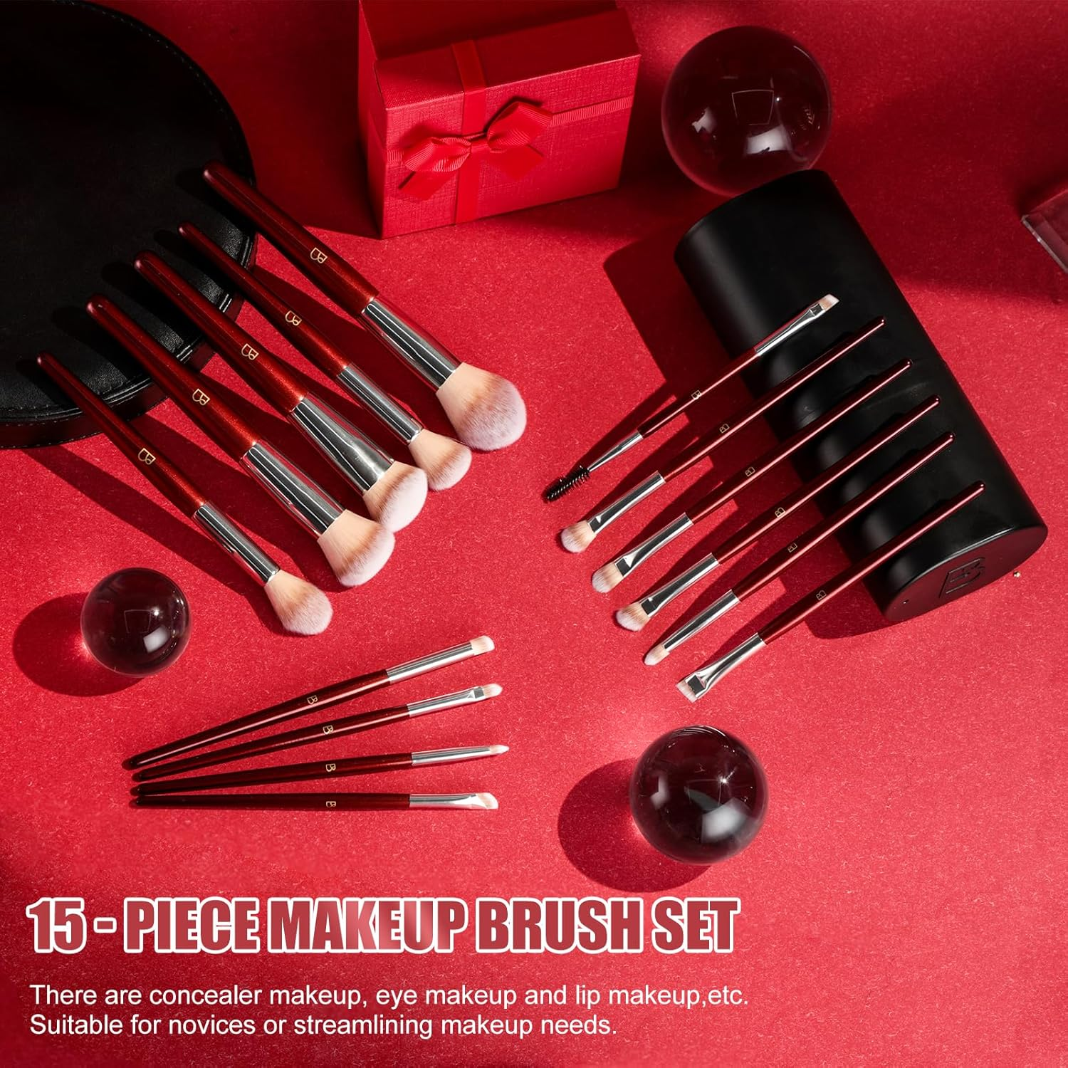 BS-MALL Makeup Brush Set Premium Synthetic Foundation Powder Concealers Eye Shadows Blush Makeup Brushes with Black Case image number 5