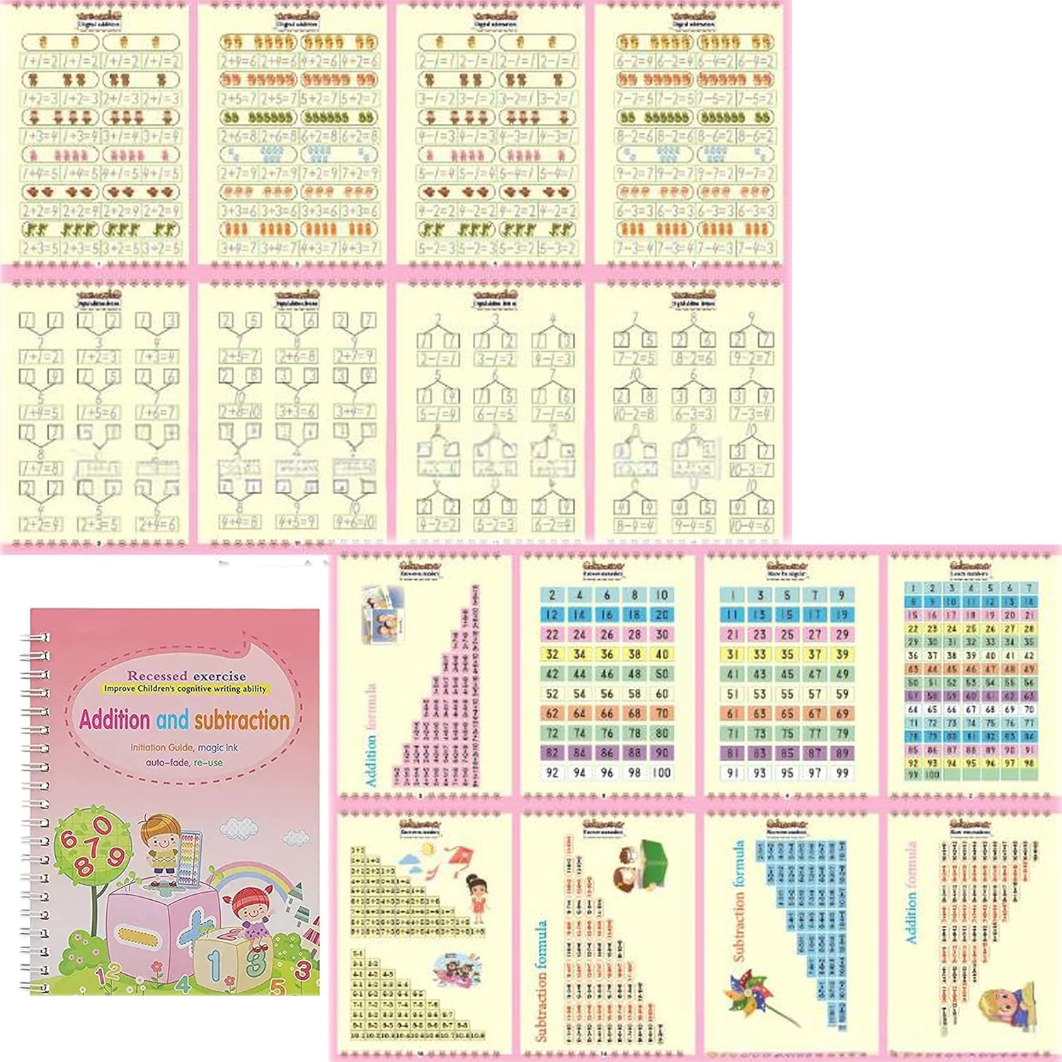 4PCS Magic Grooved Practice Copybook, Magical Handwriting Workbooks, Reusable Grooved Letter Tracing Preschool Writing Books with Pen Aid Pen Grip Pen Refills image number 2