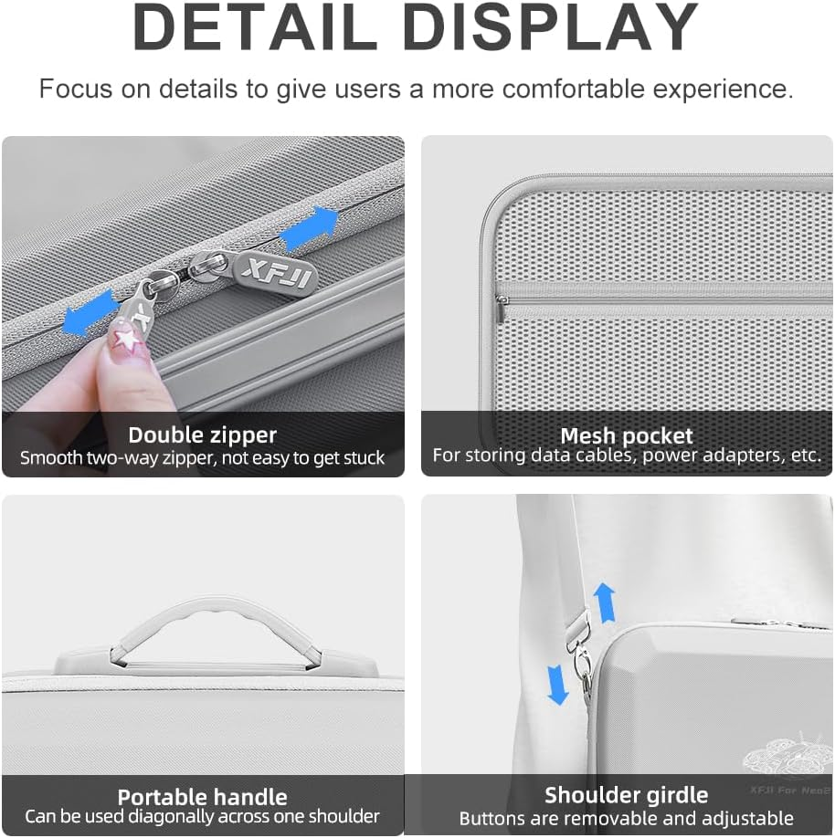 PU Leather Hard Carrying Case for DJI Neo 2 Fly More Combo, Waterproof, Shock-Resistant Portable Travel Storage Case for DJI NEO 2 Drone, RC-N3 Remote Controller & Other Accessories image number 5