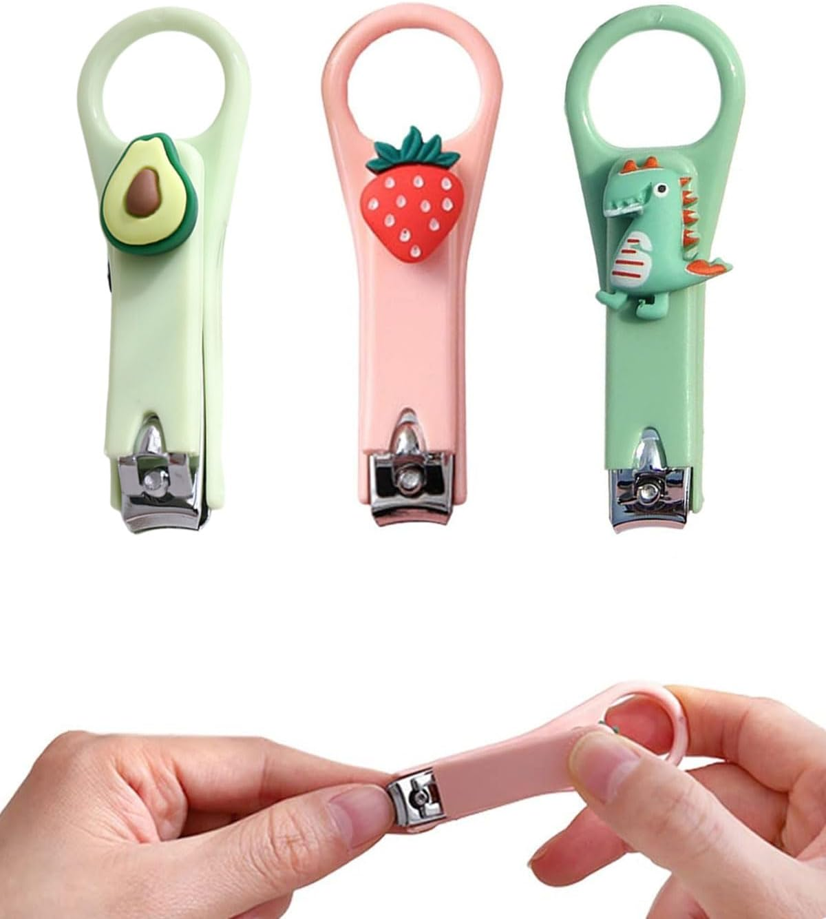 SCJJZ Kids Cartoon Mini Nail Clippers, 3 Pieces, Stainless Steel, Multicoloured, Safe Design, Suitable for Boys, Girls, Women
