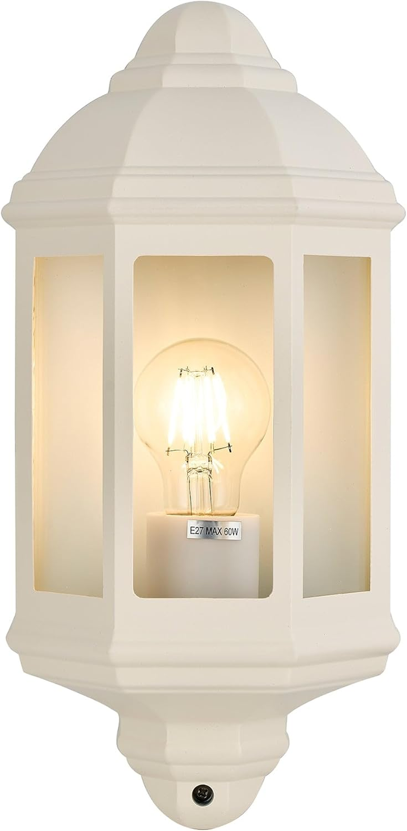 Lexi Lighting Avara Outdoor Wall Sconce, E27 Bulb Base, Exterior Beige Finish Aluminum Frame with Clear Glass Shade, IP54 Waterproof Porch Lights for Patio Front Door Garage