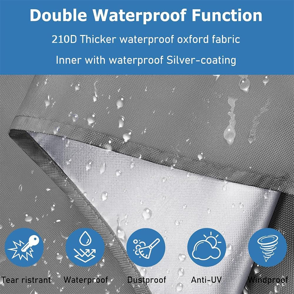 4 Pack/Set 210D Oxford Wheel Covers, Storage Tote Bags with Handle,Adjustable Waterproof 32In Tire Covers Protection Covers in Diameter-Black/Silver (L：Fits Tire Diameters 29''-31.75''/73-80Cm) image number 3