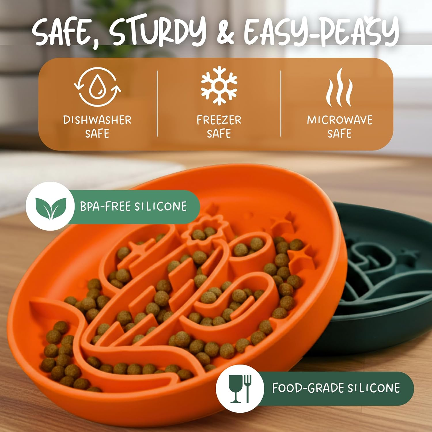 Tails & Whiskers Slow Feeder Dog & Cat Enrichment Bowl, Maze Rainbow Pattern anti Gulping Pet Food Bowl, 19 Cm (Blue)