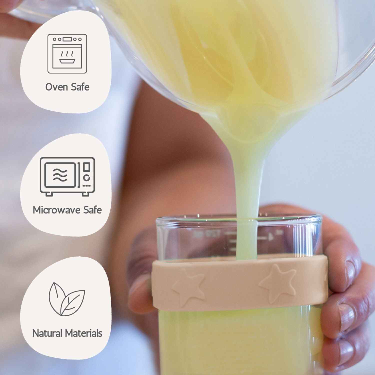 Cherub Baby Durable Non-Toxic BPA Free, Leak-Proof, Microwave, Oven, Freezer Safe Silicone & Glass Baby Food Storage Container Jar with Airtight Lid Pack of 2 180Ml - Dusty Rose/Sand - Cerulean  Sage image number 3