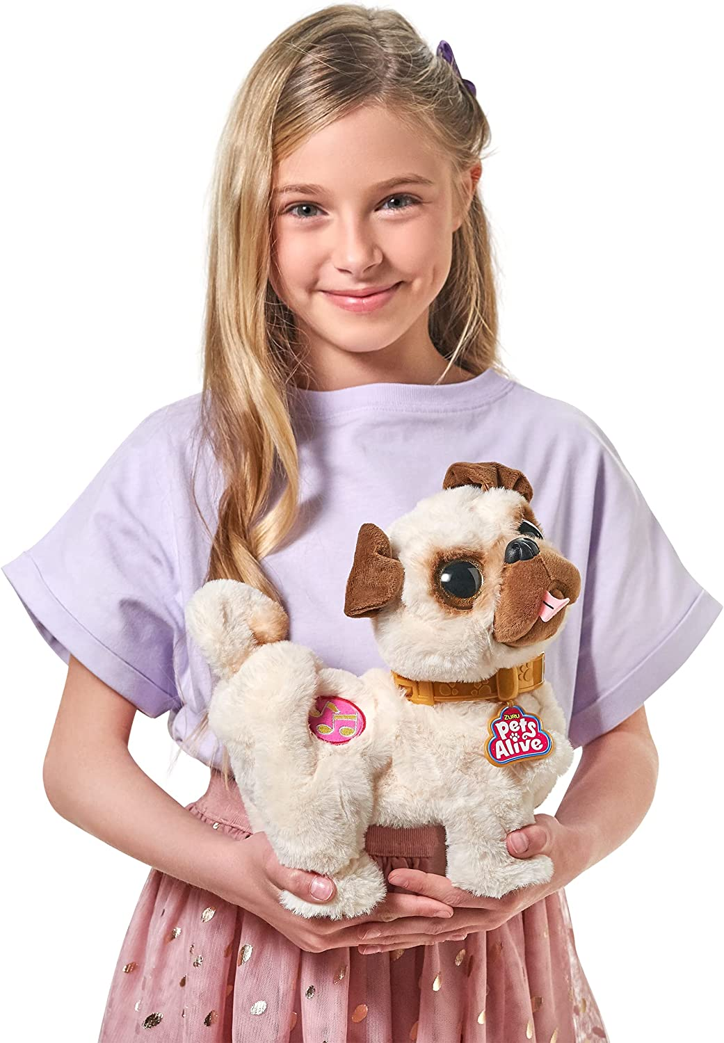 Pets Alive Poppy the Booty Shakin&rsquo; Pug &ndash; Interactive Dancing Plush Puppy by ZURU Robotic Realistic Soft Dog Plush Stuffed Animal Toy for Kids, Girls image number 1