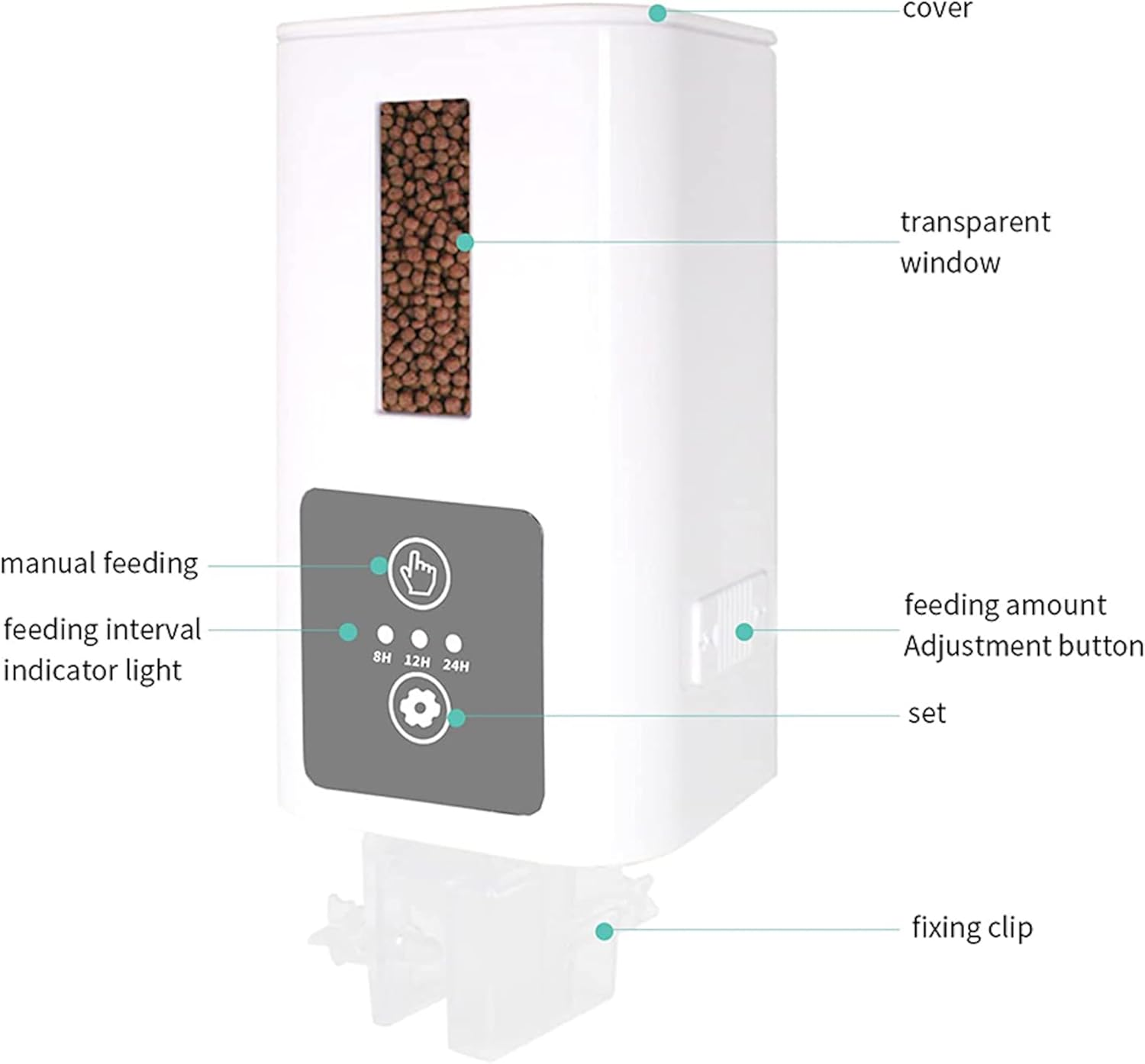 Generic 00ML Automatic Fish Feeder, 400Ml Capacity, 8/12/24H Timer, Moisture-Proof, Smart Fish Food Dispenser for Aquarium Fish Tank