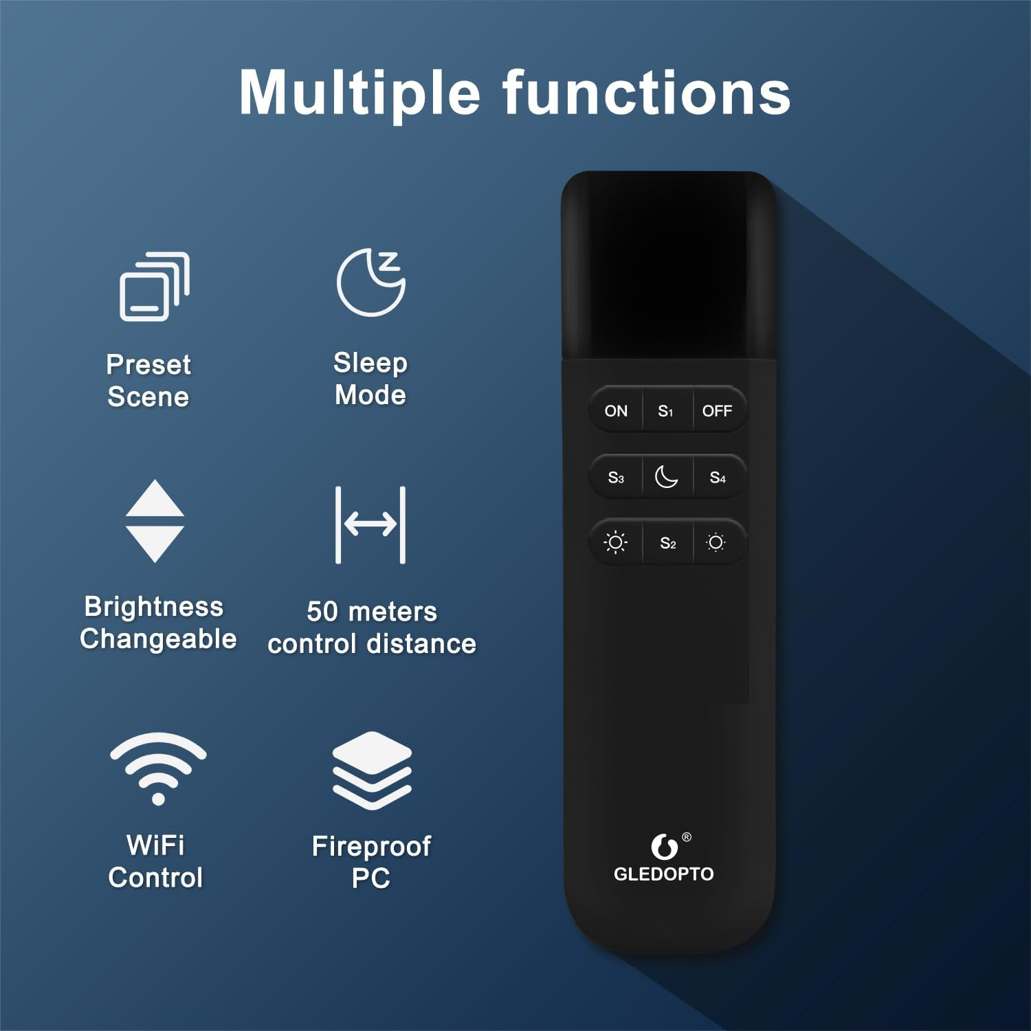 GLEDOPTO WLED Remote Control RGB IC LED ESP Now APP Wifi Wireless Brightness Adjust 4 Scenes Preset Night Light 50 Meters Control Distance Work with WLED Controller Device(Battery Not Included) image number 4