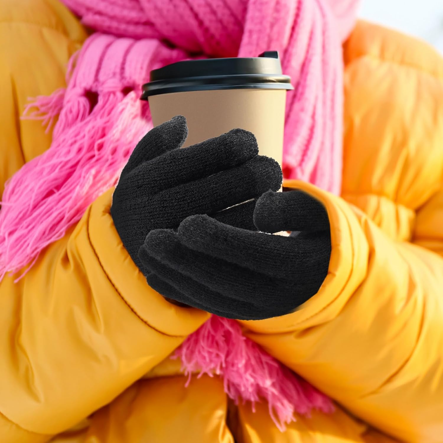 Viiotu Women'S Warm Winter Touchscreen Gloves - Fleece Lined, 9Cm Elastic Cuff, 22.5Cm Long, Stylish Cold-Weather Gloves for Ladies - Pink image number 5