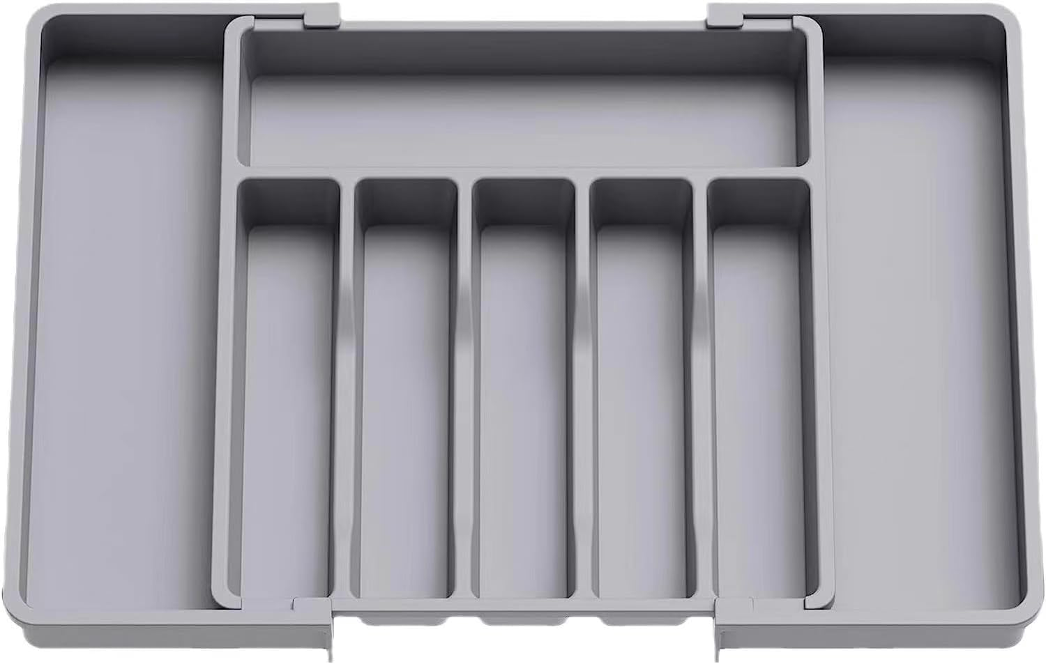Drawer Organiser Expandable Tray for Kitchen or Office,Adjustable Silverware Flatware/Stationery Holder, Compact Plastic Storage for Spoons/Forks/Knives/Pens/Sticky Notes (GREY) image number 5