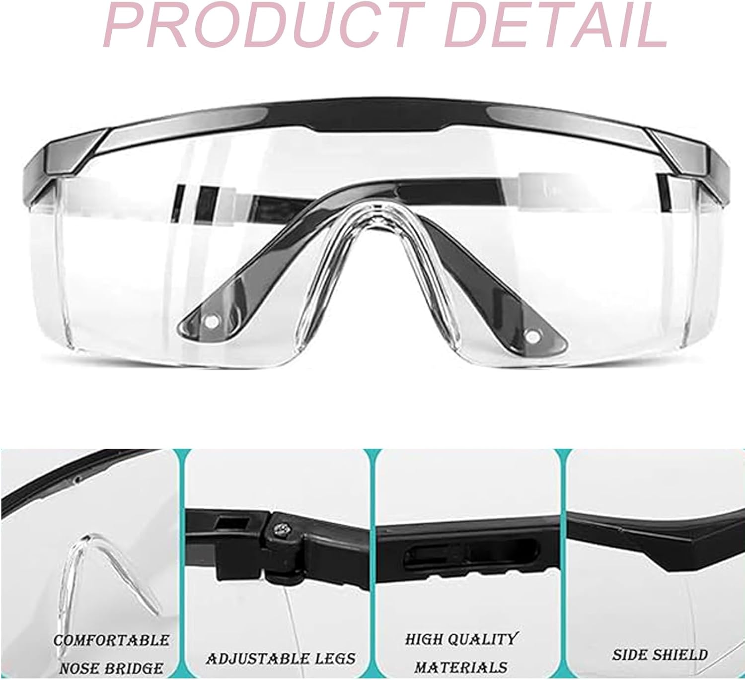 8 PCS Safety Glasses, Safety Goggles, Black Frame Clear Lens Goggles, Shooting Glasses, Premium Cycling Glasses for Men and Women, Lightweight Protective Eyewear for Work and Outdoor Activities image number 1