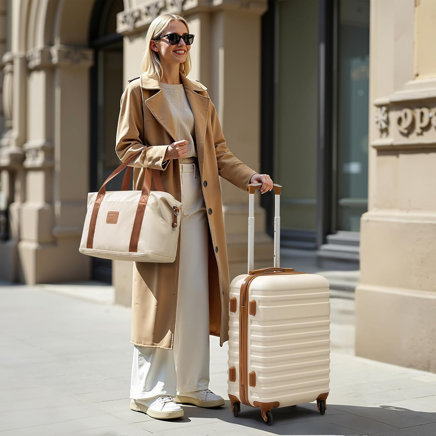 COOLIFE Suitcase Trolley Carry on Hand Cabin Luggage Hard Shell Travel Bag Lightweight the Suitcase Included 1Pcs Travel Bag and 1Pcs Toiletry Bag (Black, 5 Piece Set) image number 4