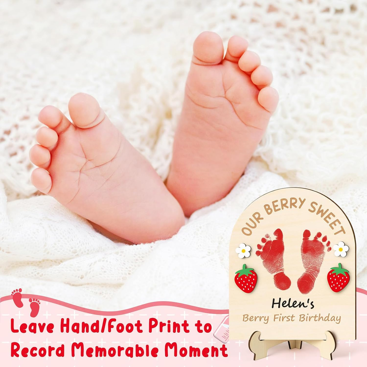 Inkless Hand & Footprint Keepsake Kit, Clean Touch 3D Impression for Newborn Memories, DIY Wooden Frame Included image number 4