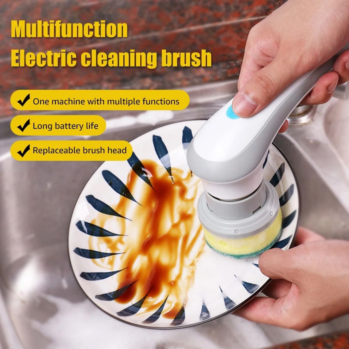 MOMOGEE Electric Spin Scrubber &ndash; 3-In-1 Cordless Electric Cleaning Brush with Powerful Motor, Rechargeable Handheld Scrubber for Bathroom, Shower, Kitchen & Floor