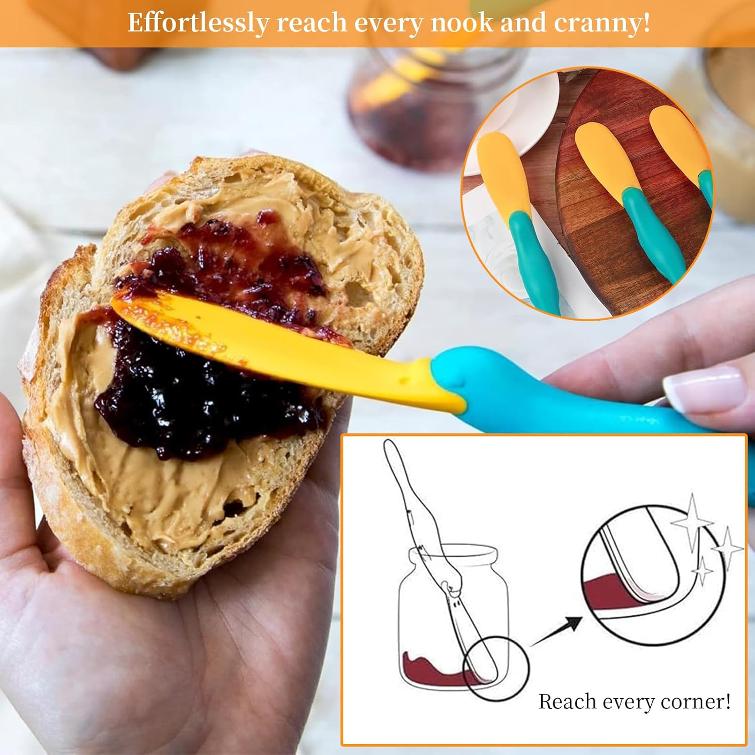 6 Pcs Adorable Platypus Jam Spoon, Silicone Toast Spread Stick, Cheese & Butter Sauce Scraper, Kitchen Baking Tools, Mixing Scraper, Seasoning Brush Knife, Crepe Spreader, Bpa-Free, 100% Food Safe (6) image number 1