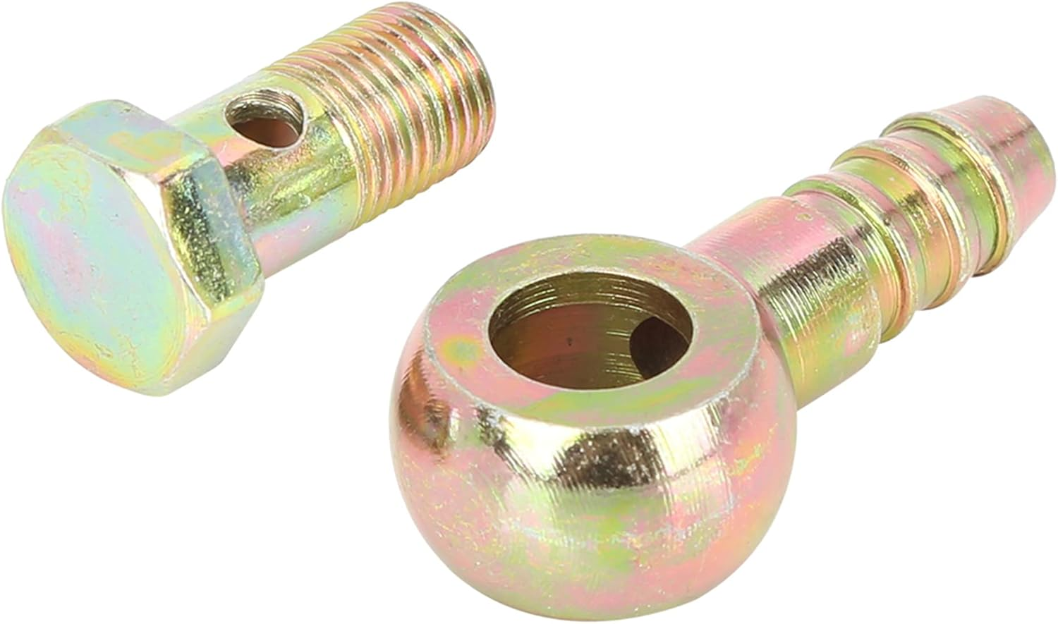 X AUTOHAUX 2 Sets 10Mm Banjo Hose Barb Bolt Fittings Banjo Bolt Washer Kit Metal for Motorcycle Car