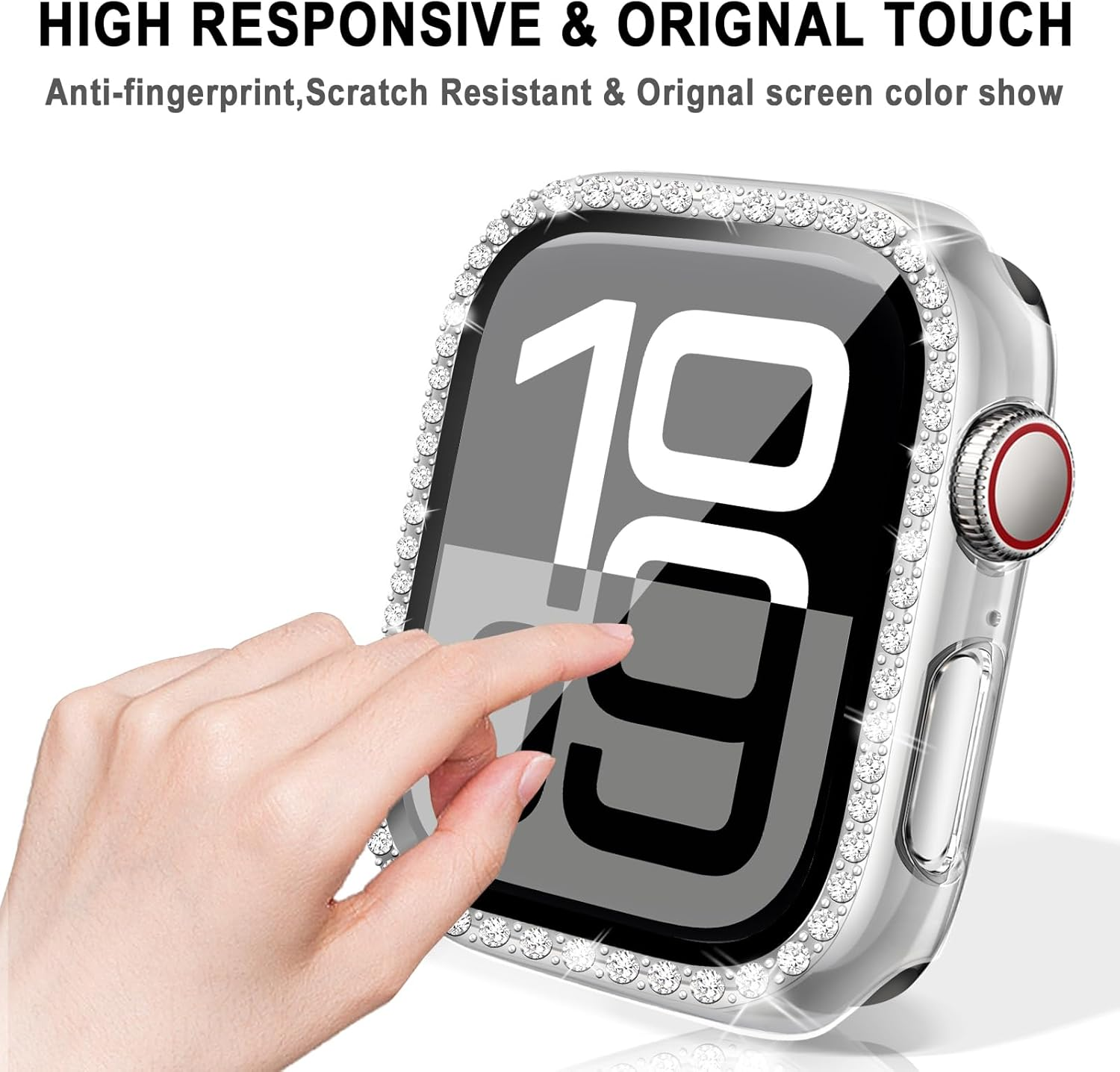 [2 Park] for Apple Watch Screen Protector 40Mm 44Mm 41Mm 45Mm 42Mm 46Mm,Crystal Diamond Bling Hard Case Protective Cover Frame with Tempered Glass for Apple Watch Case 11 SE3 10 9 SE 2Nd 8 7 6 5 4 image number 1