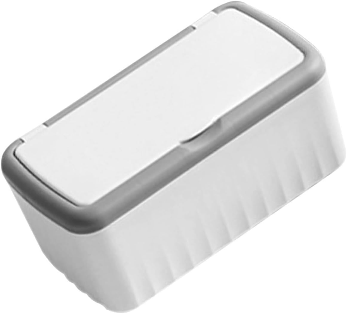 Wipes Container White Rectangular Tissue Box Cover with Lid Humidity Retention Organizer for Bathroom and Household