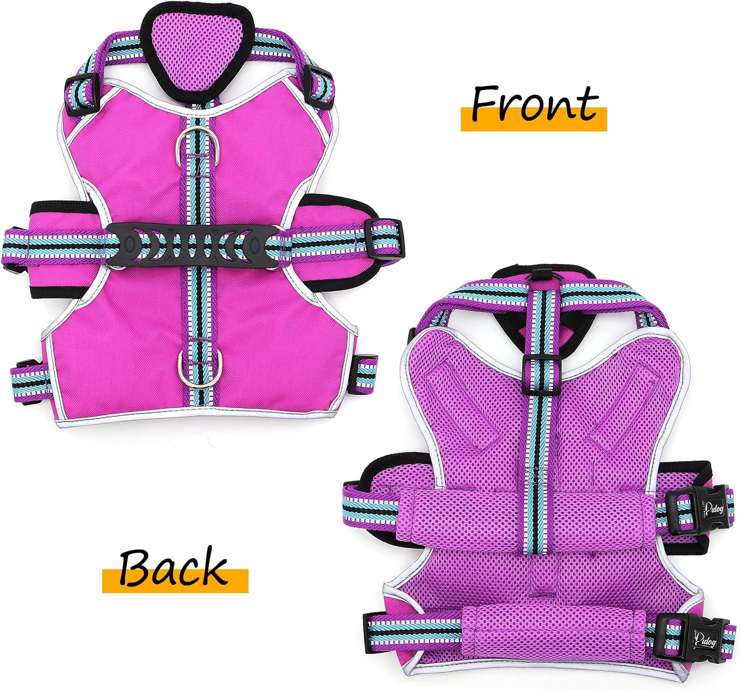 Didog Escape Proof Dogs Harness,Soft Breathable Padded & Reflective,Adjustable No Pull Dog Harness with Lift Handle & Double Leash Clips for Medium Large Dogs Walking Hiking Training,Purple,S image number 6