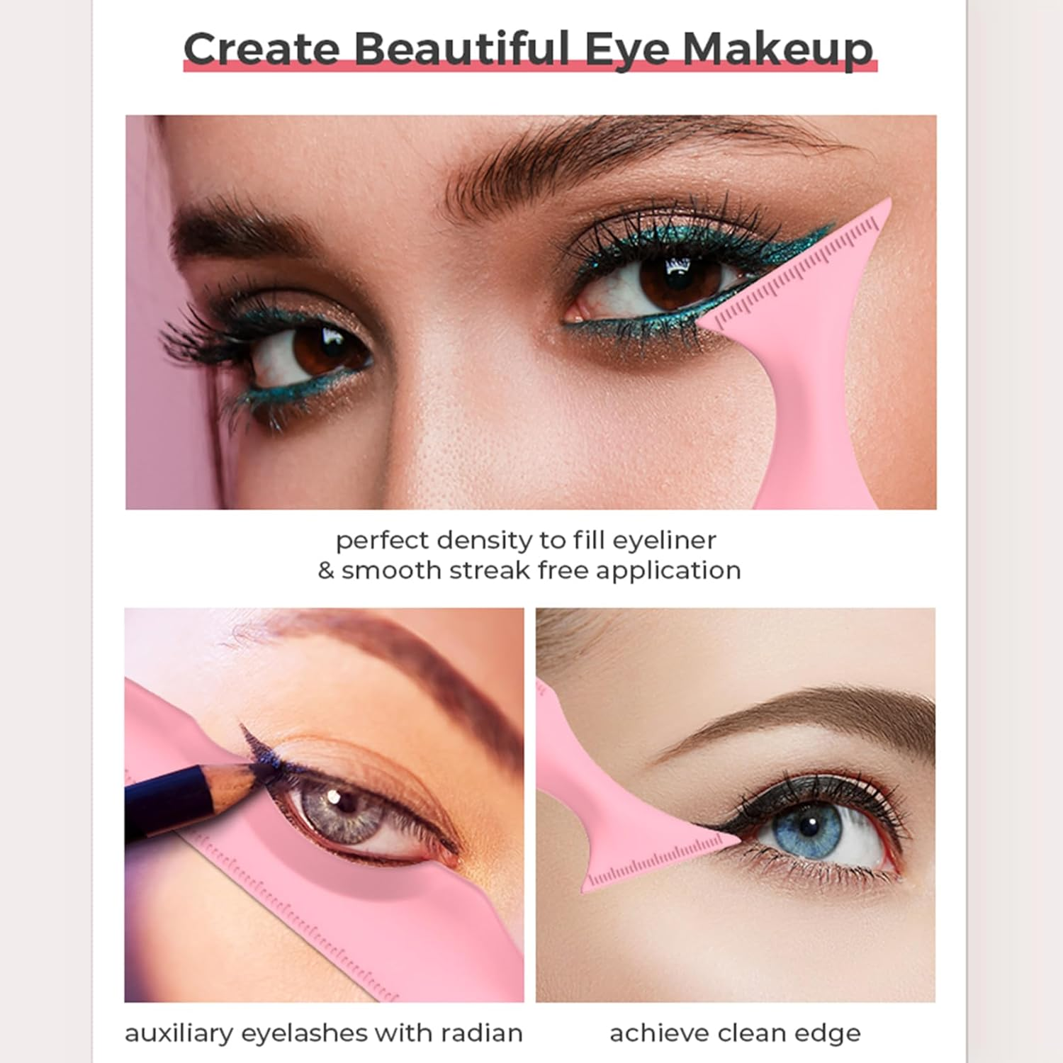 2PCS Silicone Eyeliner Tool and Eye Makeup Aid Set, Precision Eyeliner Guide with Measurement Markings and Sharp Angled Tip, Mascara Protection Shield, Eyeliner Application Helper, Lipstick Shaping