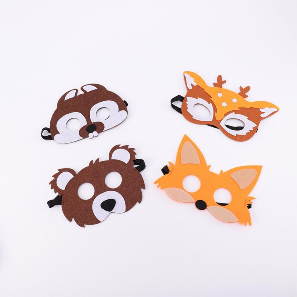 8 Pcs Cartoon Jungle Animal Felt Mask: Felt Animal Masks Wild Animal Jungle Mask for Pretend Play Party image number 3
