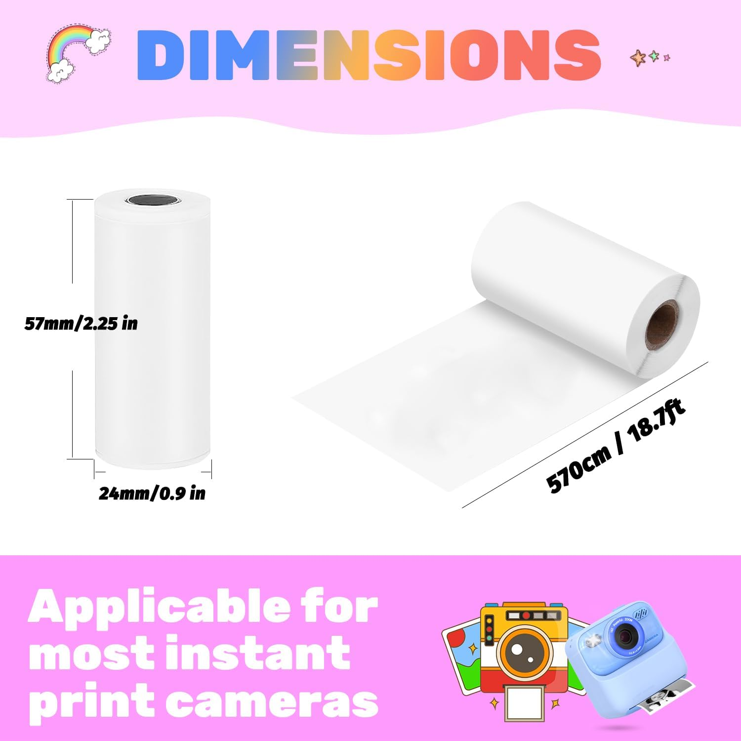 Mgaolo 12 Rolls Kids Instant Camera Print Refill Paper- Photo Printer Thermal Paper Rolls- BPA Free image number 4