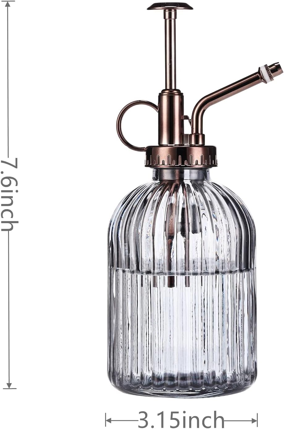 Glass Plant Mister - 7.5" Green Glass Water Spray Bottle with Gold Top Pump, Indoor/Outdoor Small Plant Sprayer (Gray+Bronze) - Gray+Bronze D image number 3