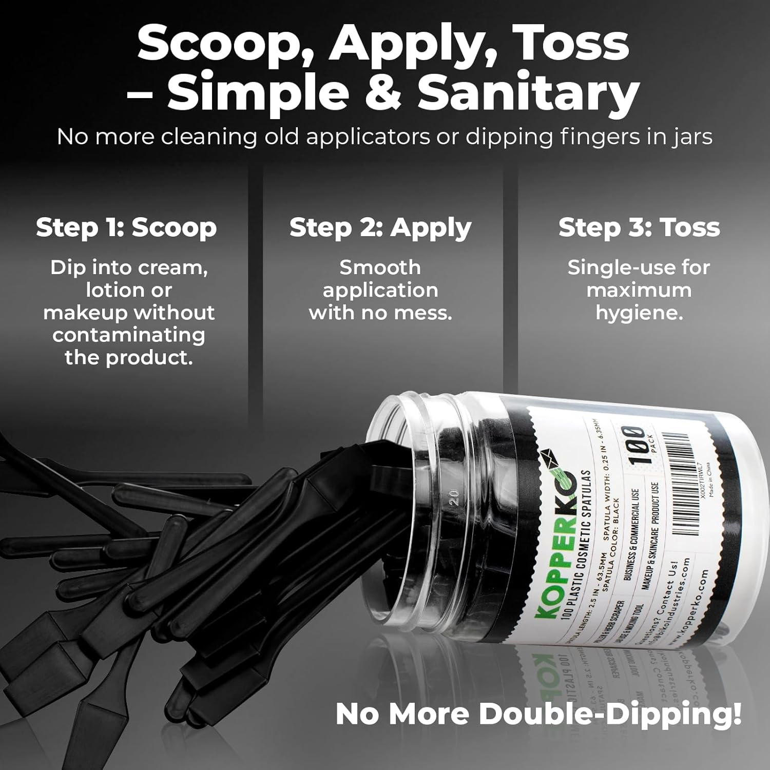 500 Pack 2.5 Inch Cosmetic Spatulas - Small Plastic Spatula for Cosmetics, Makeup, Creams, Crafts - Multipurpose Mini Applicators for Mixing Creams, Make-Up, Paste and Scraping Jars &ndash; Black image number 3