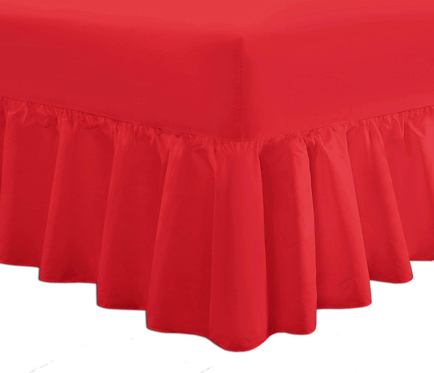 Divine Textiles Luxury Extra Deep Frilled Valance Fitted Sheets, King - Red image number 5