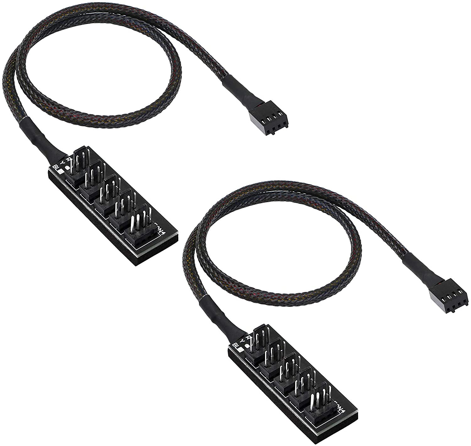 2 Pack 4-Pin PWM Fan Power Supply Cable 1 to 5 Splitter 5 Way PC Case Internal Motherboard Fan Power Extension Cable Cord for ATX Computer Case 4-Pin and 3-Pin Cooling Fans image number 5