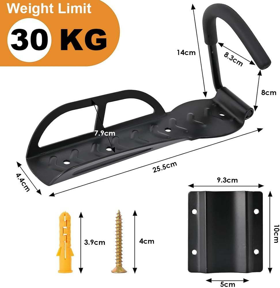 4-Pack Bike Rack, Garage Wall Mount Bike Hanger Storage System, Vertical Bike Hook for Indoor Shed, Easily Hang and Detach, Holds up to 30Kg image number 1
