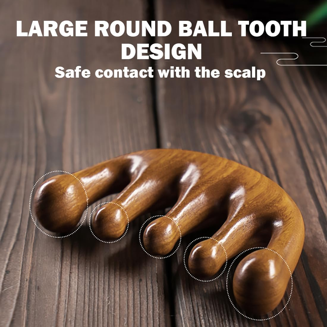 Cureder Wooden Scalp Massager - Handmade 100% Natural Green Sandalwood Wide Tooth Combs - Wood Massage Comb & Sandalwood Comb for Luxurious Hair Care image number 3