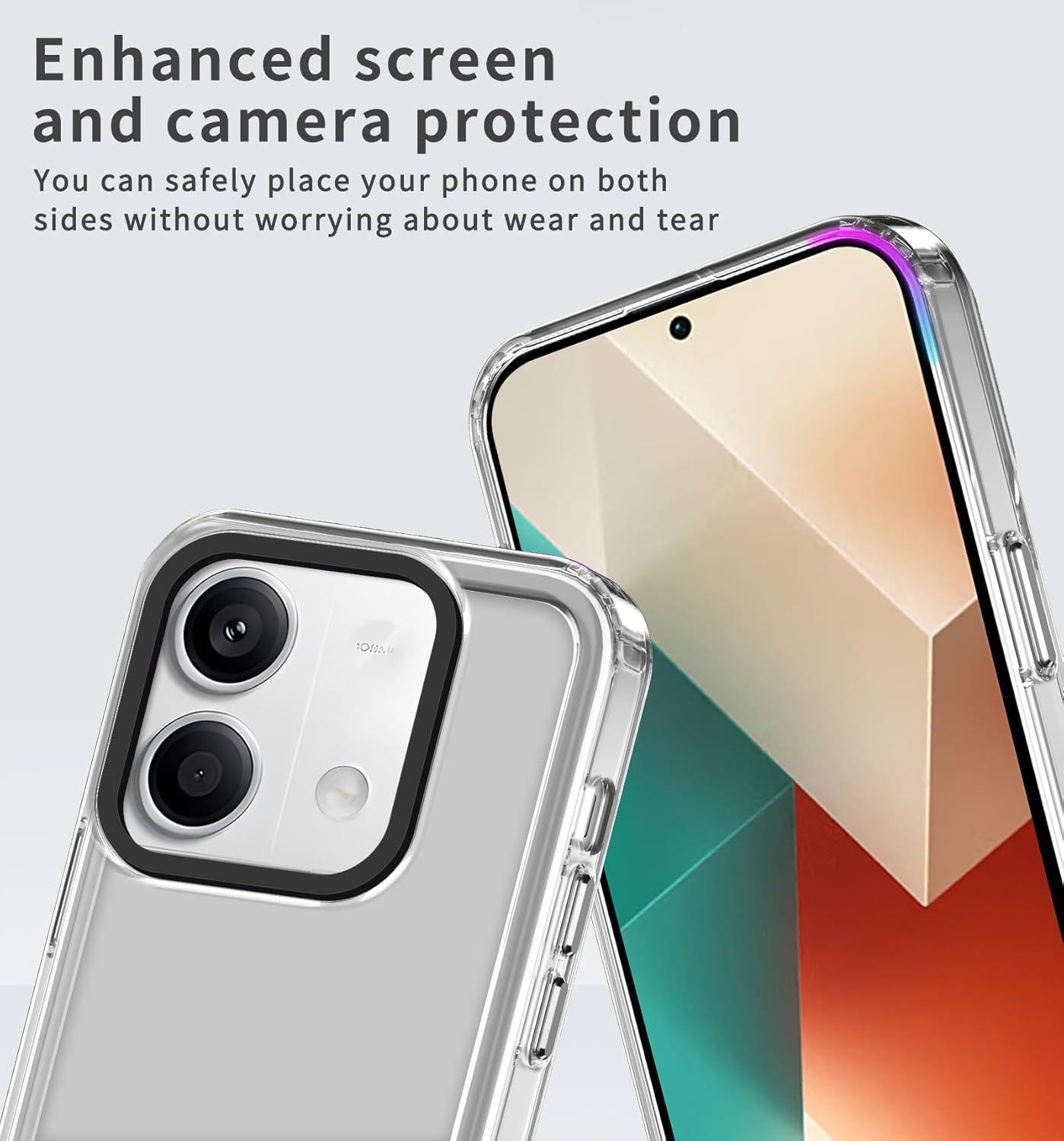 GOKEN Case for Motorola Moto G86 Power, Transparent Mobile Phone Case with Soft TPU Silicone Edge and Hard Back, Shockproof Protective Silicone Case Cover - Purple Edge - Transparent image number 3