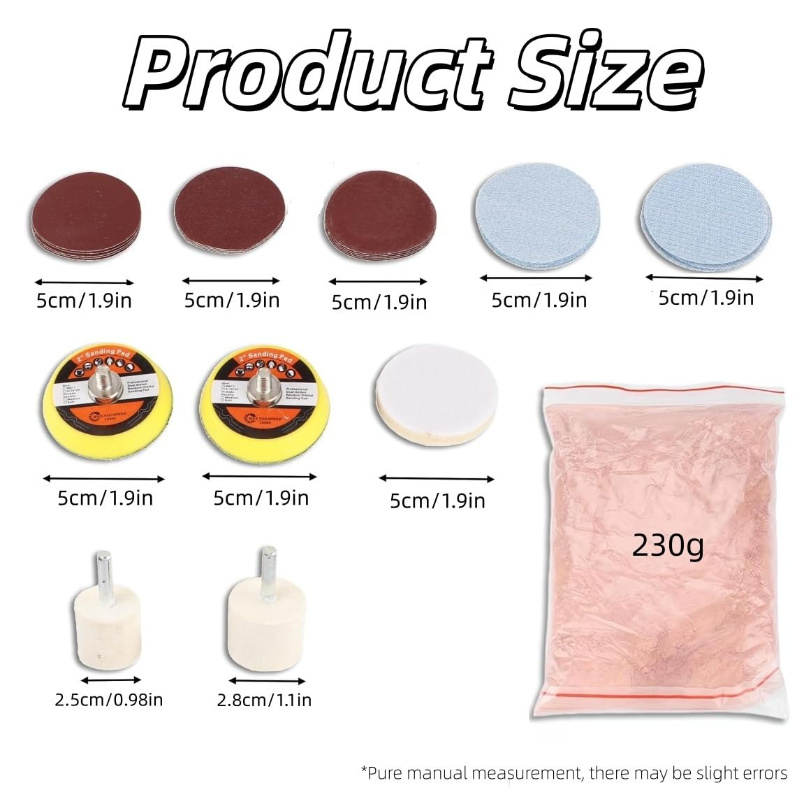 34Pcs Glass Polishing Kit, Professional Scratch Remover for Window & Windshield Repair, Includes Cerium Oxide Polishing Powder, Felt & Wool Polishing Pads for Glass, Ceramic, Metal