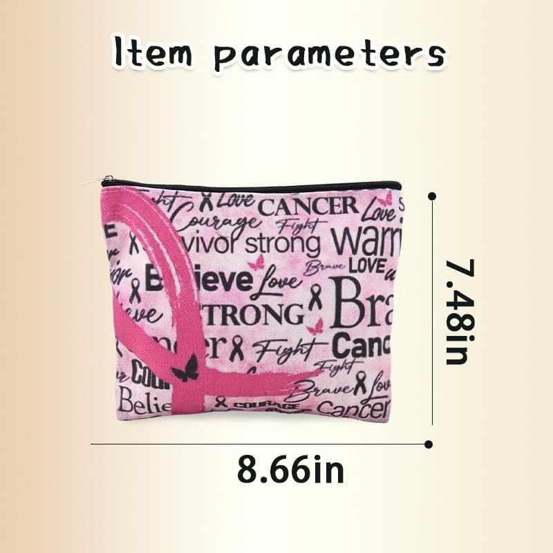 Pink Ribbon Breast Cancer Bag for Chemo Support Encouragement Inspirational Gifts for Women Breast Cancer Awareness Gift Bags Pouches for Patient Best Friend Cancers Survivor Gifts for Mom image number 6