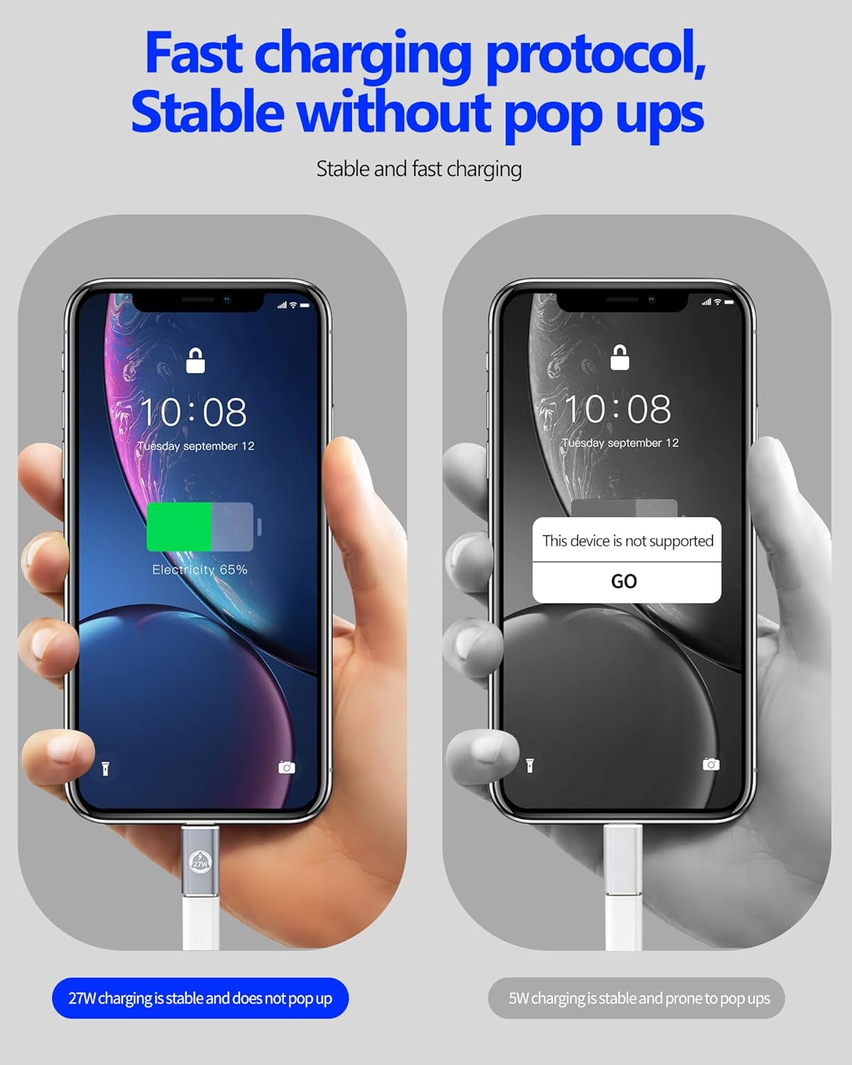 27W USB C Female to Lightning Male Adapter(3 Pack)Fast Charger for Iphone 14 13 12 Pro Max Converter for Apple Type C Cable Port Adaptor for Ipad PD Power Transfer Dongle Charging Adaptador Connector image number 4